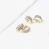 Wholesale Round Clip Earrings For Women With Bezel Setting, 14K Real Gold Plated Copper Featuring Zircon Inlay, Electroplated Finish