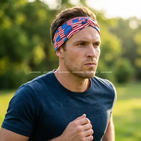 Wholesale American Flag Hair Band In Ethnic Style For Men, Made Of Polyester, Perfect For Independence Day Celebrations