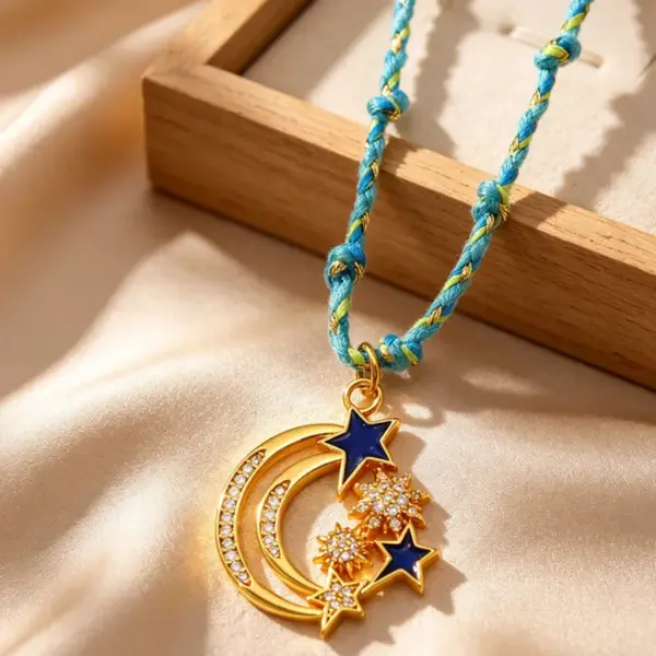 Wholesale Devil's Eye Pendant Necklace For Women, 304 Stainless Steel With 18K Real Gold Plated PVD Coating, Zircon Inlay, Twisted Rope Chain