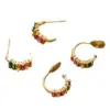 Wholesale Colorful Zircon Earrings Luxury Niche Design High-End Feelings Mosquito Coil Tray No Piercing Rainbow Clip C-Shape Women's Earrings