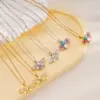 Wholesale Women's Necklace Vintage French Style Copper Embedded Zirconia Bees Pendant Oil Enameled Personalized Luxury Stainless Steel Chain