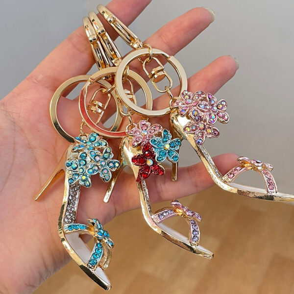 oly-45d127b9cd76c02e9f4ca4ceb1ad6cbc Wholesale Color Diamond High Heels Car Keychain Bag Accessories Pendant Key Chain Small Gift Hanging Buckle