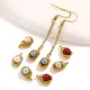 Wholesale 5 PCS/Package Stainless Steel Artificial Pearls PVD Coated Real Gold Plated Solid Color Pendant DIY Jewelry Accessories