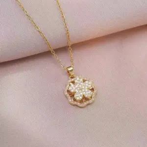 X0932 Gold Flower Rotate Necklace
