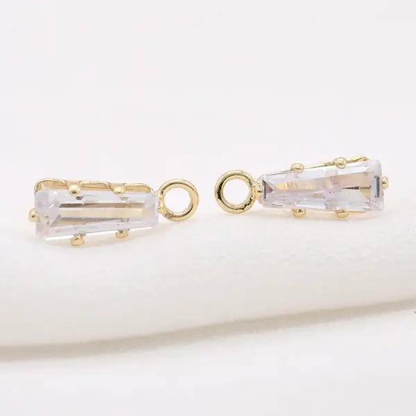 Wholesale Handmade Geometric Stud Earrings In Copper With 14K Real Gold Plating And Zircon Inlay, Featuring 925 Sterling Silver Ear Pins