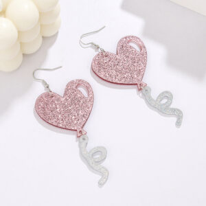 Pink balloon love earrings