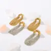 Wholesale PVD Coated 18K Gold Real Gold Plated Semicircle Tassel Lines 304 Stainless Steel Vacation Classic Style Waterproof Non Tarnish Drop Earrings