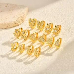Wholesale Water-plated Imitation Gold Copper Material Inlaid Zircon Infinity Hoop Earrings Shiny Earrings Women's Jewelry All Seasons