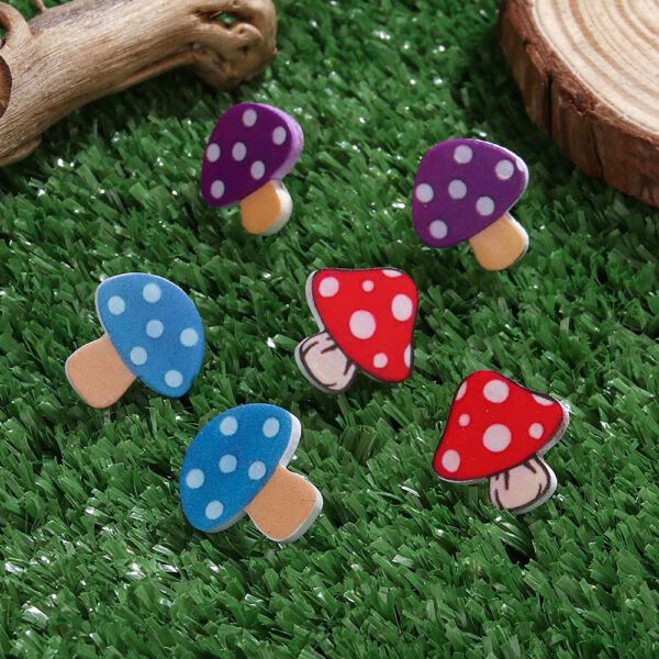 Wholesale 3-piece Creative Mushroom Earrings Handmade Multicolor Polo Mushroom Umbrella Skirt Pendant Acrylic Earrings