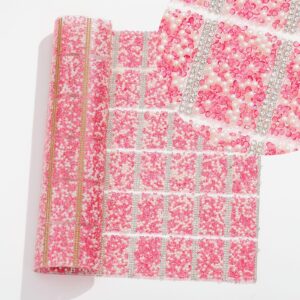 4 rose pink with pearls / Pointed bottom rhinestones with pearls hot melt square adhesive tape [full piece 24*40cm small square 3*4cm]