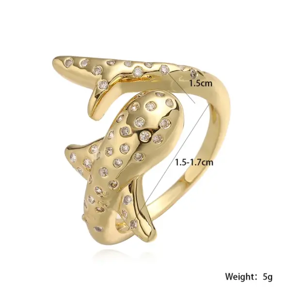 Wholesale Jewelry Simple Style Commute Shell Fish Copper Zircon Inlay Open Rings