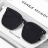 Wholesale Korean-style Retro Box Rice Nail Sunglasses Men and Women's Plain Fashionable Large Frame Slimming Sunglasses Concave Sunscreen Glasses