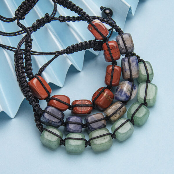 Wholesale Natural Stone Hand-Woven Colorful Crystal Bracelet Rectangular Stone Yoga Bracelet Adjustable Braided Bracelet