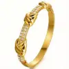 Wholesale Heart Shape Waterproof Non Tarnish Gold Bangle For Women In Simple Style With Rhinestones, 304 Stainless Steel
