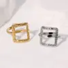 Wholesale PVD Coated Real Gold Plated 18K Gold Square 304 Stainless Steel Modern Style Simple Style Waterproof Non Tarnish Open Rings