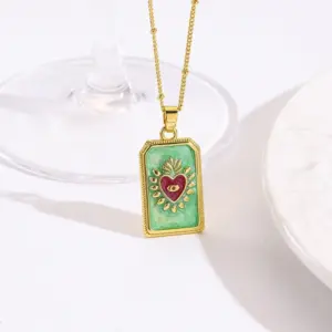 Green Heart with Chain / 1 Strand/Package