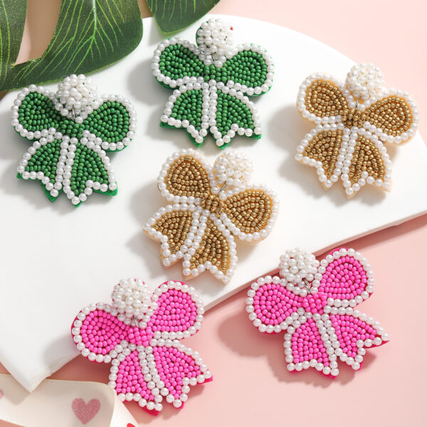 oly-4639d1623be454048e0e187de1223cc7 Wholesale Bow Earrings Best-Selling Rice Bead Earrings Sweet and Cute Creative Personalized Butterfly Earrings