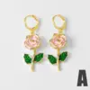 Wholesale 18K Gold Plated Copper Jewelry Oil Drop Rose Flower Zircon Pendant Earrings Ery72