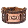 oly-463efd74b5bfd93b07fb77f92679731e Wholesale Totem Genuine Leather Top Layer Cowhide Bracelet Nordic Viking Ring Odin Symbol Handmade Leather Bracelet Unisex Travel