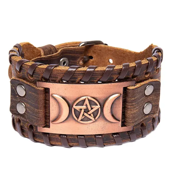 oly-463efd74b5bfd93b07fb77f92679731e Wholesale Totem Genuine Leather Top Layer Cowhide Bracelet Nordic Viking Ring Odin Symbol Handmade Leather Bracelet Unisex Travel