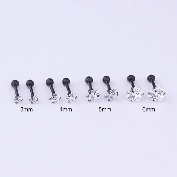 Wholesale Ear Cartilage Rings & Studs Fashion Heart 316L Stainless Steel Waterproof Non Tarnish Surgical Steel Zircon Vacuum Plating