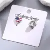 Wholesale Unisex Jewelry Set Featuring American Flag Pattern With White K Plated Metal And Asymmetrical Design On Cable Chain