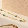 Wholesale 304 Stainless Steel Plastic Flower Ion Plating (IP) 18K Gold Plated Cute Beach Waterproof Non Tarnish Knitting O-shaped Chain Gold Necklace