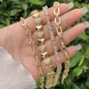 Wholesale Fashionable Multi-Style Copper Plated 18K Gold Color Zircon Heart Geometric Bracelet Suitable For Daily Wear Valentine's Day Gift