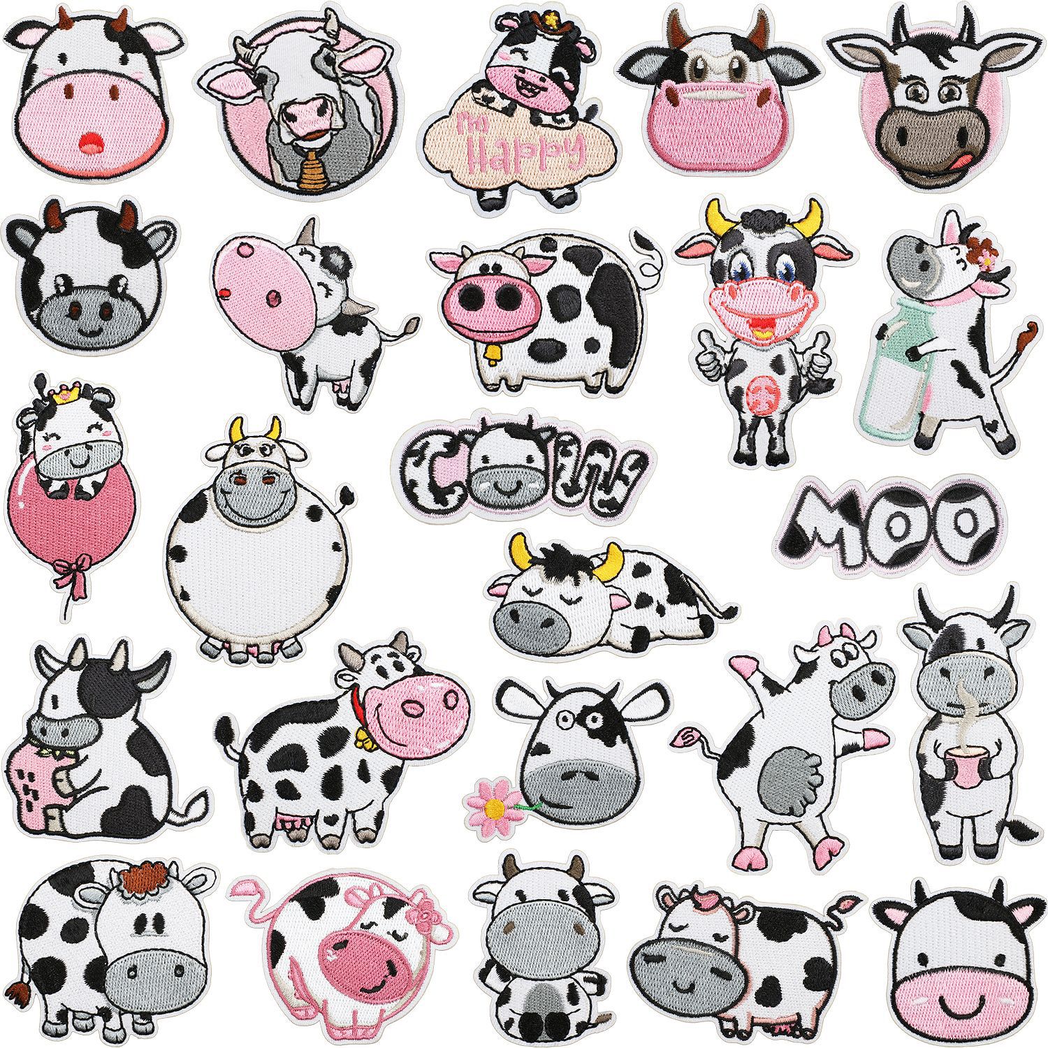 Wholesale Xiaotian Human Mother Cow Embroidery Cloth Sticker Cartoon Cow Patch Bag Decoration Computer Embroidery Label