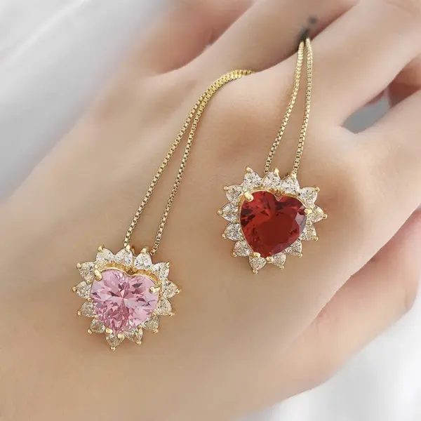 Wholesale 1 Piece Elegant Luxurious Shiny Heart Shape Polishing Plating Inlay Copper Zircon Pendant Necklace
