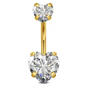 Stainless Steel Double Heart-Gold