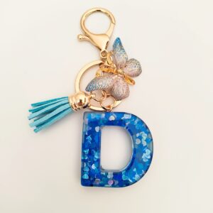 Blue letter keychain pendant/D