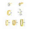 Wholesale Simple Zirconia Earring Set For Women Without Pierced Ears Clip-on Luxury Geometric Water Drop Square Half Circle