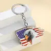 Wholesale 1 Piece Retro American Flag Eagle Wood Unisex Keychain