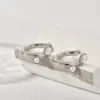 Wholesale Three-dimensional Geometric Earrings For Women, Electroplated Copper With Golden Plated Finish And Artificial Pearl Inlay