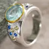 Wholesale Geometric Women’s Ring With Claw Setting, Copper Base With White K Water Plating, Featuring Zircon Inlay