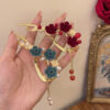 Wholesale high-grade tassel one-word hairpin back head plum blossom clip metal frog buckle twist clip headdress