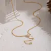Wholesale 201 Stainless Steel Zircon Petal Tassel Circle Necklace Sweater Chain Niche High-End Daily Matching Jewelry For Women Eco-Friendly Waterproof Elegant Luxurious Vacuum Electroplating Furnace Plated With 18K Real Gold