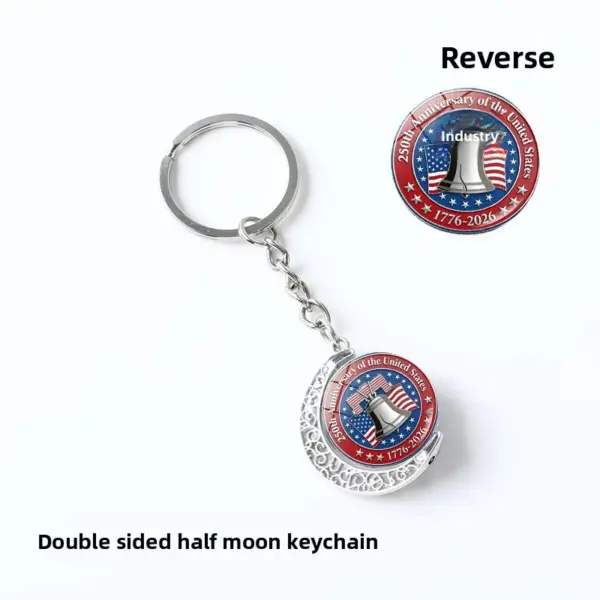 Wholesale United States American National Day Metal Key Chain With Gem Inlay, Patriotic Souvenir Accessory