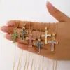 Wholesale Women’s Waterproof Non Tarnish Copper Cross Necklace With KC Golden Plated Electroplated Finish And Zircon Inlay