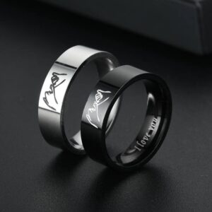 Wholesale  Titanium Steel Couple Rings I Love You Hand-In-Hand Men and Women Ring Hand Jewelry