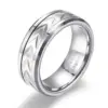 Wholesale Tungsten Steel Ring 360° Rotating Wide 8mm Men's Silver New Simple Style Geometric Pattern Polished Round Edge Wedding Band