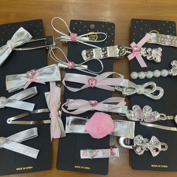oly-46e376a92d248b86c0074d34b9e14176 Wholesale Valentine's Day Silver Sweet Cool Hair Clip Women's Side Broken Hair Bangs Clip Metal Duckbill Clip Girl Hair Clip Headwear