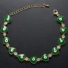 Wholesale Fashion Devil's Eye Heart Shape Copper Bracelets Enamel Inlay Artificial Gemstones Copper Bracelets