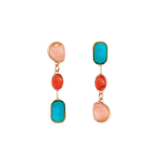 oly-46f27cd13eba7a481ff2976ee48827be Wholesale S925 silver needle asymmetric style earrings female niche design contrast color earrings high-grade mid-ancient style ear jewelry