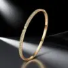 Wholesale Star Pattern Titanium Steel Bangle For Women In Steel Color With Rhinestone Inlay