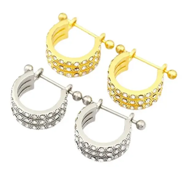 Wholesale Sexy Double Row Micro Paved Zirconium Stainless Steel Nipple Rings Ear Studs Bone Studs Body Piercing Jewelry Style