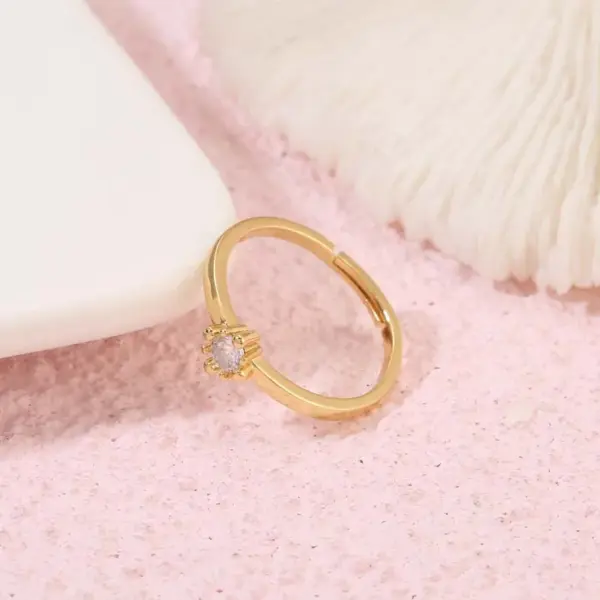 Wholesale Geometric Open Ring For Women In Copper With 14K Real Gold Plating And Zircon Inlay, Perfect For Spring