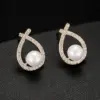 Wholesale Ginkgo Leaf Stud Earrings For Women With 925 Sterling Silver Posts, Copper Base, 14K Gold Electroplated, Zircon Inlay