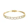 Wholesale Women’s Copper Bangle With Zircon Inlay, Electroplated With 14K Real Gold For Elegant Style